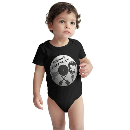 

Retro Baby Onesie Vintage Johnny Hallyday Star Toddler Baby Boys Girls Short-Sleeve Bodysuits Cotton Romper Black 2 Years