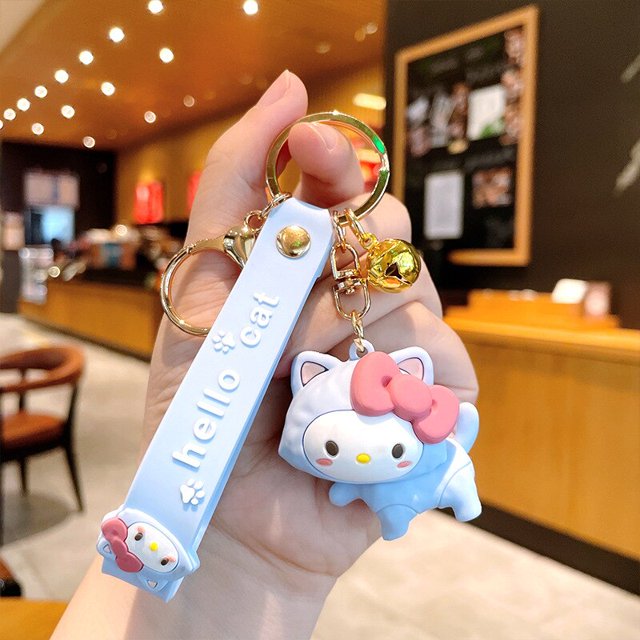 Kawaii Toys Sanrio Keychain Kuromi Kitty Anime Melody Cinnamonroll Key Buckle for School Bag Backpack Mobile Pendant Girls Gifts Gong Bohan LED