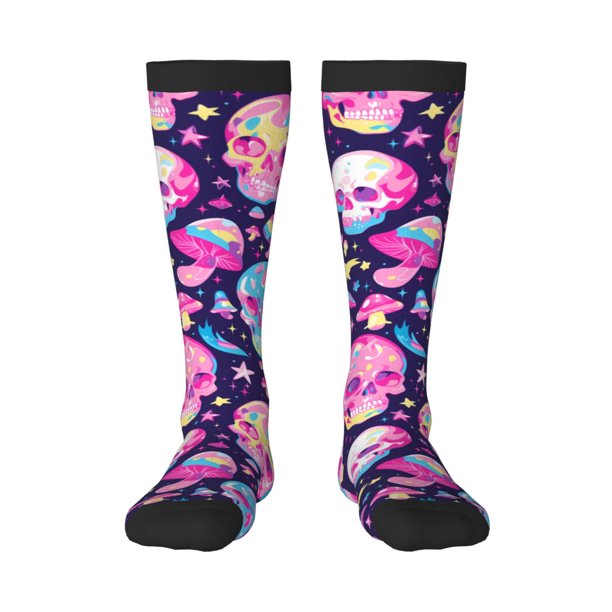 Balery Skull mushroom colorful cute Calcetines novedosos Calcetines deportivos Calcetines hasta la rodilla Calcetines de algodón Calcetines originales y geniales