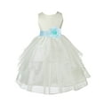 thumbnail image 2 of Ekidsbridal Girl Ceremonial Flower Girl Dress - Knee Length Ivory Organza with Tiebow 4613T-A (Size: S-12), 2 of 3