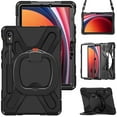 thumbnail image 2 of For Samsung Galaxy Tab S10 Lite/S10 FE/S9 FE 10.9 inch Case, 360 Rotatable Handle Stand, Shoulder Strap, Drop-Proof Design, Black, 2 of 7
