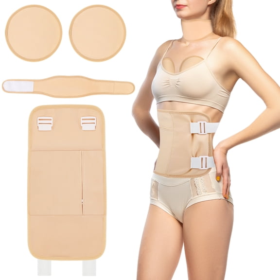 Abaima 4 Pcs Organic Cotton Castor Oil Pack Wrap Kit, Reusable Body Compress Wrap (Castor Oil Not Included)