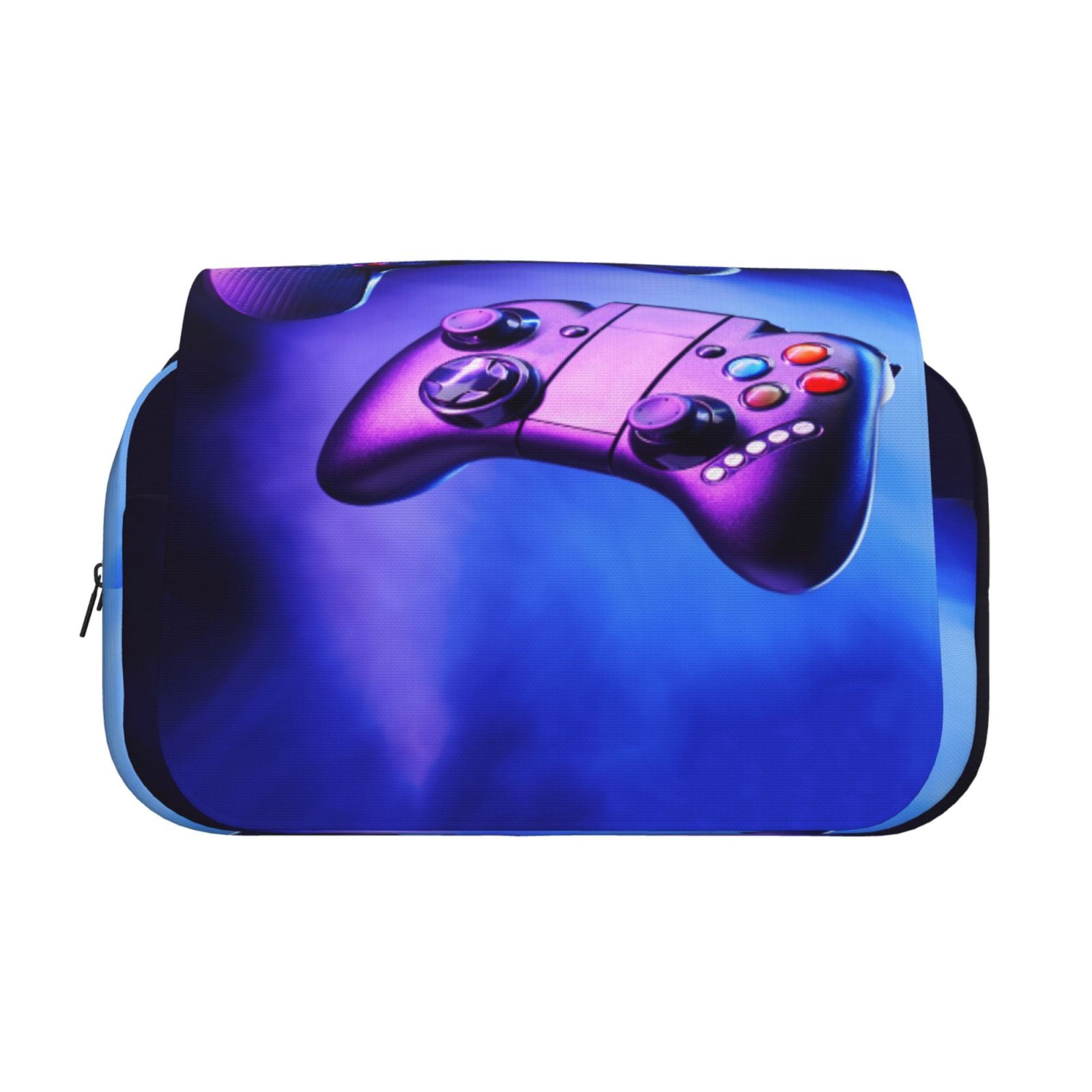 Rateoe Play Gaming Pattern Double Clamshell Pen Case, Storage Organizer with Two Zipper Compartments– Holds Up to 50 Pencils & Pens