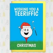 Teeriffic Christmas Golf Card – "Wishing You a Teeriffic Christmas" Design with Cute Golf Tee Character – Perfect for Golf Enthusiasts and Holiday Greetings