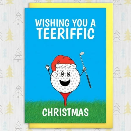 Teeriffic Christmas Golf Card – "Wishing You a Teeriffic Christmas" Design with Cute Golf Tee Character – Perfect for Golf Enthusiasts and Holiday Greetings