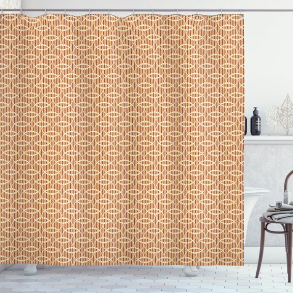 Ambesonne Floral Shower Curtain, Abstract Various Flowers, 69"Wx84"L, Dark Orange Sand Brown