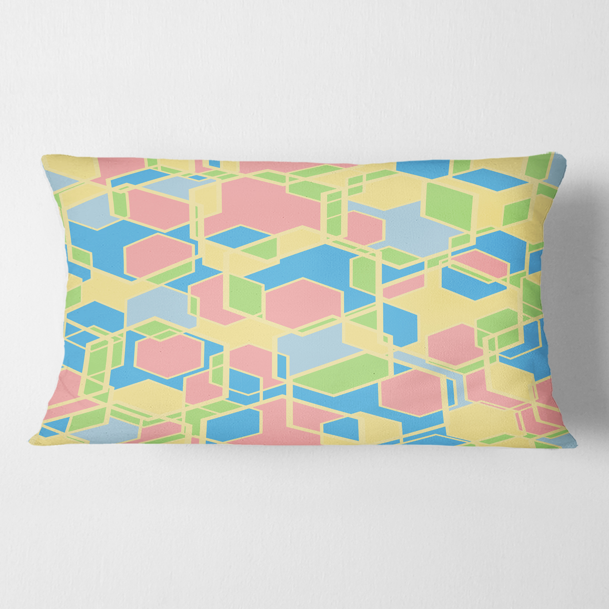 Designart Geometrical Pastel Abstract II' Mid-Century Modern Throw Pillow - 12x20