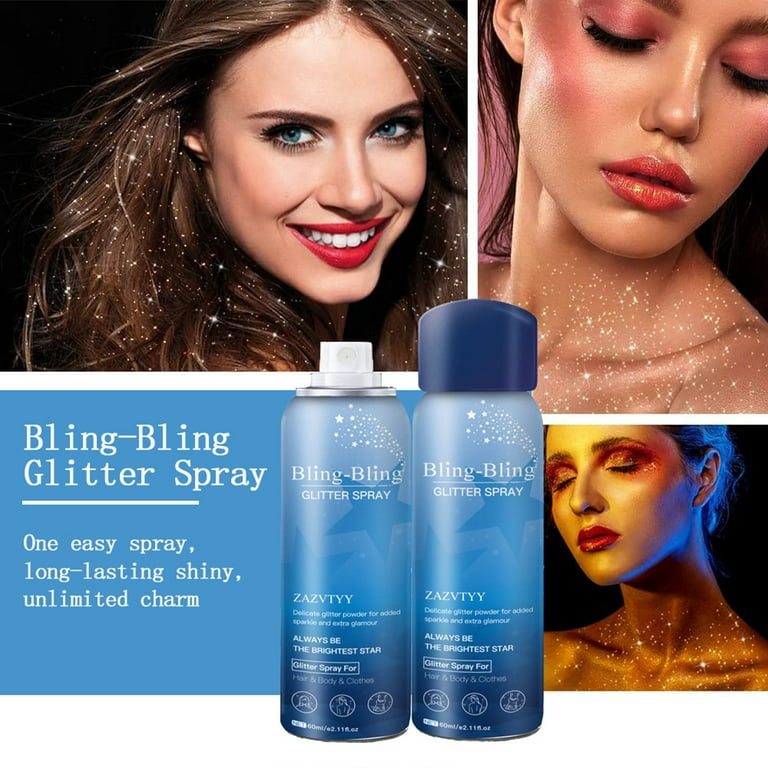 Cheer US 60ml Temporary Glitter Spray, Body Shimmery Spray for