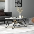 thumbnail image 2 of Giantex 2-Tier Industrial/Modern Coffee Table, Rectangular Cocktail Table, Accent Table w/ Arched Metal Frame, White, 2 of 8