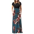thumbnail image 1 of QIPOPIQ Robe Maxi Élégante pour Femme à Manches Courtes Tendance à Col Rond Robes Décontractées Robe d'Été Ample Robe à Imprimé Floral Jupe Longue Offres 2023, 1 of 4