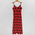 thumbnail image 5 of Black Polka Dots on Red Background Sleeveless Dress Loose Women's Dress Dresses Luxury Evening Dresses, 5 of 9