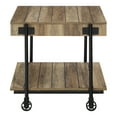 thumbnail image 2 of Furniture of America Russe 1-Shelf Wood Rustic Oak End Table with Wheels, 2 of 8