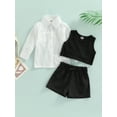 thumbnail image 3 of Bagilaanoe 3pcs Kids Girls Shorts Set Sleeveless Neck Tank Tops Shorts Sun-proof Shirts Jacket Summer 1T 2T 3T 4T 5T Little Girl Summer Outfit, 3 of 9