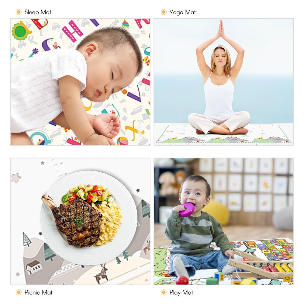 LAZIOEGR Baby Play & Crawl Mat – 71" x 47", Age Group 0-3 Years, Waterproof Foldable Foam, Soft XPE, Reversible, Edge-Stitched, Includes Storage Bag