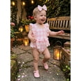 thumbnail image 6 of BemeyourBBs Newborn Baby Girl Summer Clothes Plaid Bubble Romper Cute Infant Girl Sleeveless Ruffle Jumpsuit Bodysuit Playsuit with Headband, 6 of 9