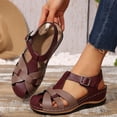 thumbnail image 6 of DIVVce Closed Toe Cross Strap Wedge Sandals For Women Adjustable Buckle Casual Summer Footwear, 6 of 8