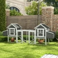 thumbnail image 2 of PawHut 123" Extra Large Chicken Coop Wooden Poultry House, Grey, 2 of 10