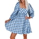 thumbnail image 4 of Txlixc - Vestido a cuadros de manga larga para mujer, elegante, suelto, informal, cuello cuadrado, vestido de fiesta Txlixc  Sexy, 4 of 8