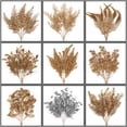 thumbnail image 1 of Venta al por mayor de flores de plata dorada, planta de simulación, arreglo floral, ramo de boda, decoración del hogar, flores falsas de plástico, 1 of 5