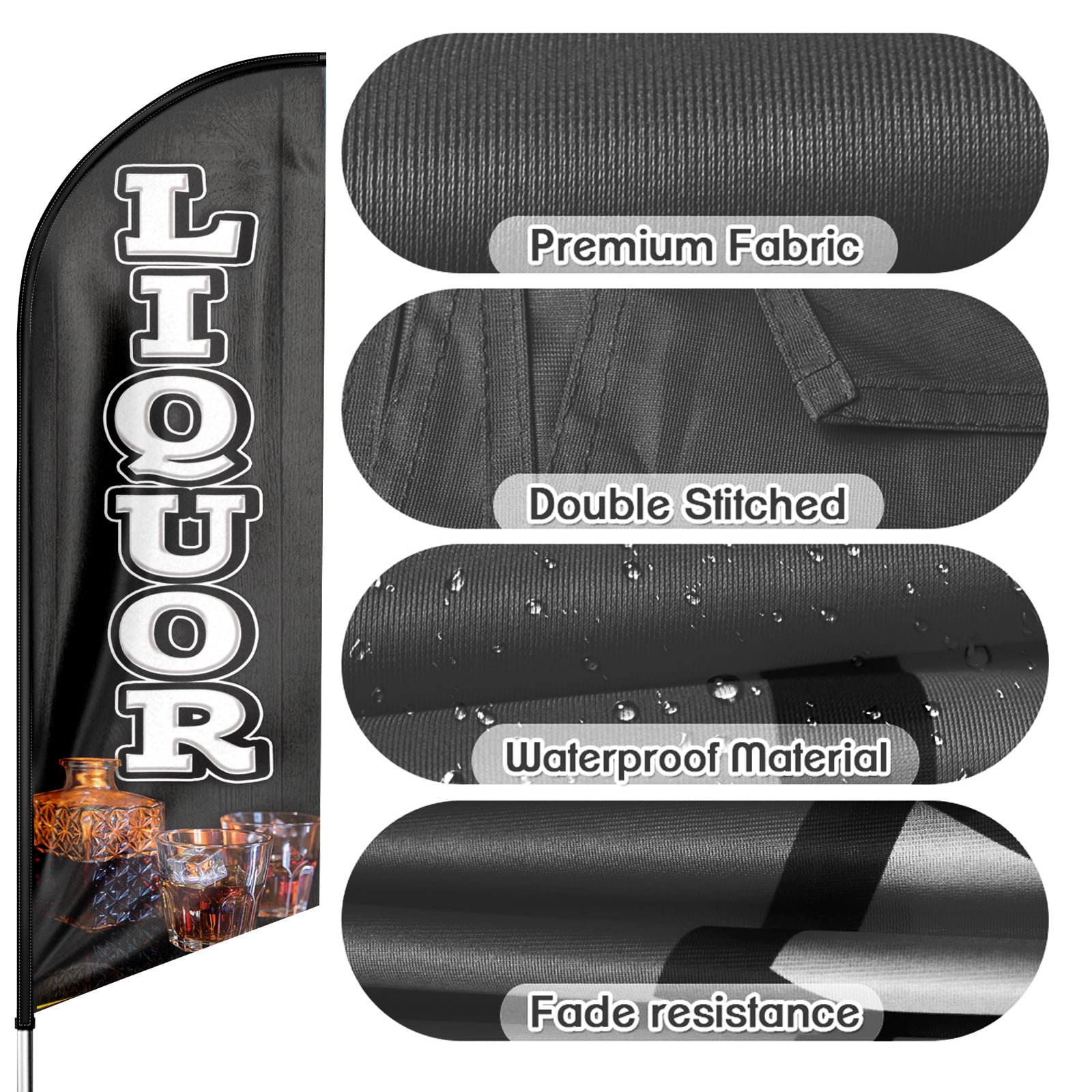 Liquor Sign Feather Flag,8FT Liquor outdoor advertising flag, Liquor Business Sign,Liquor Swooper Flag（FLAG ONLY）
