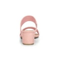 thumbnail image 2 of BLISSFUL STEP Women's Shoes Dual Straps Mid Block Heel Slide Sandals Light Pink 6, 2 of 8