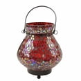 thumbnail image 4 of 6.5" Decorative Purple Mosaic Lota Glass Summer Tea Light Candle Holder Lantern, 4 of 4