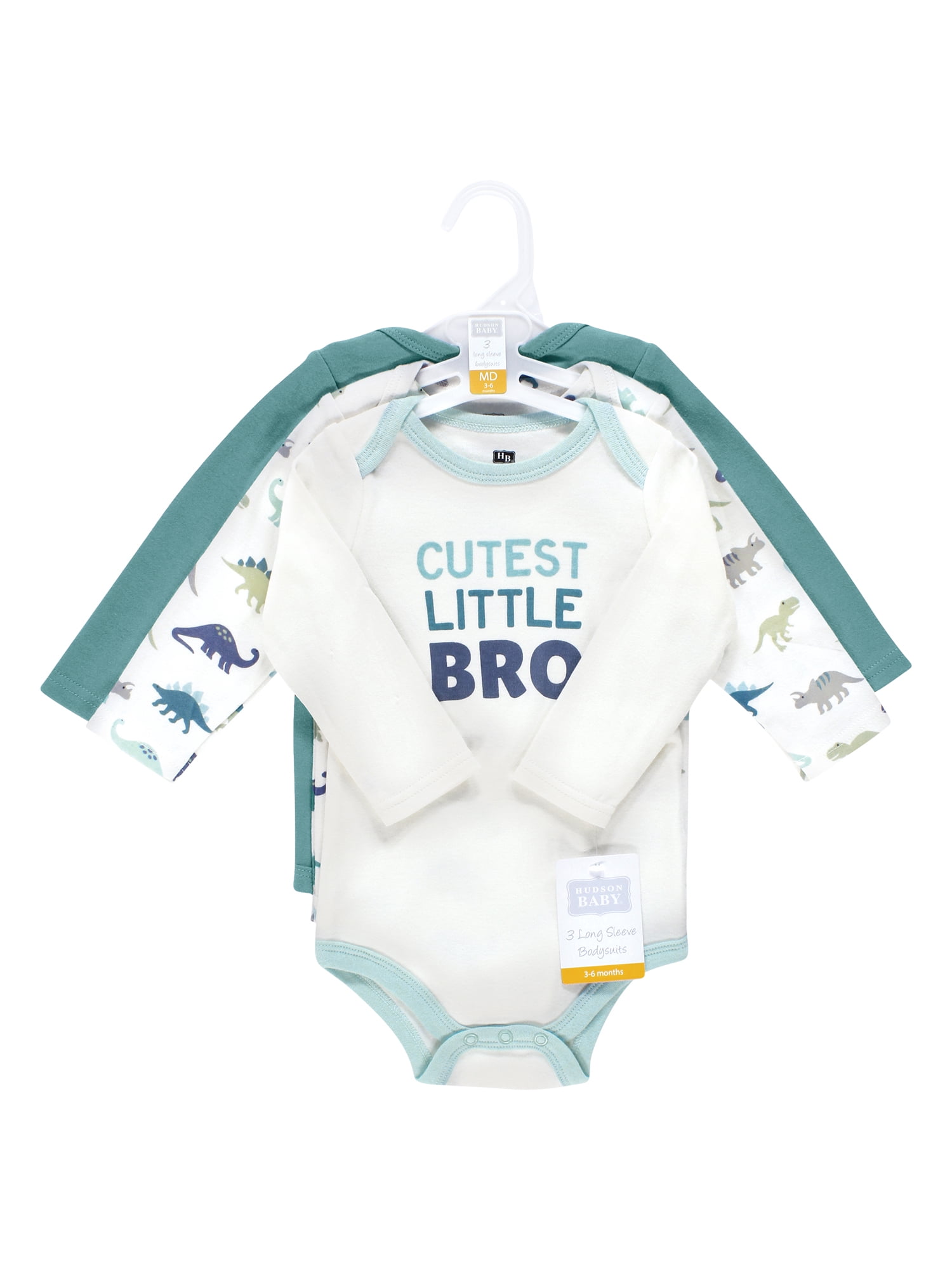 Hudson Baby Cotton Long-Sleeve Bodysuits, 3- Pack, Newborn- 24 Months