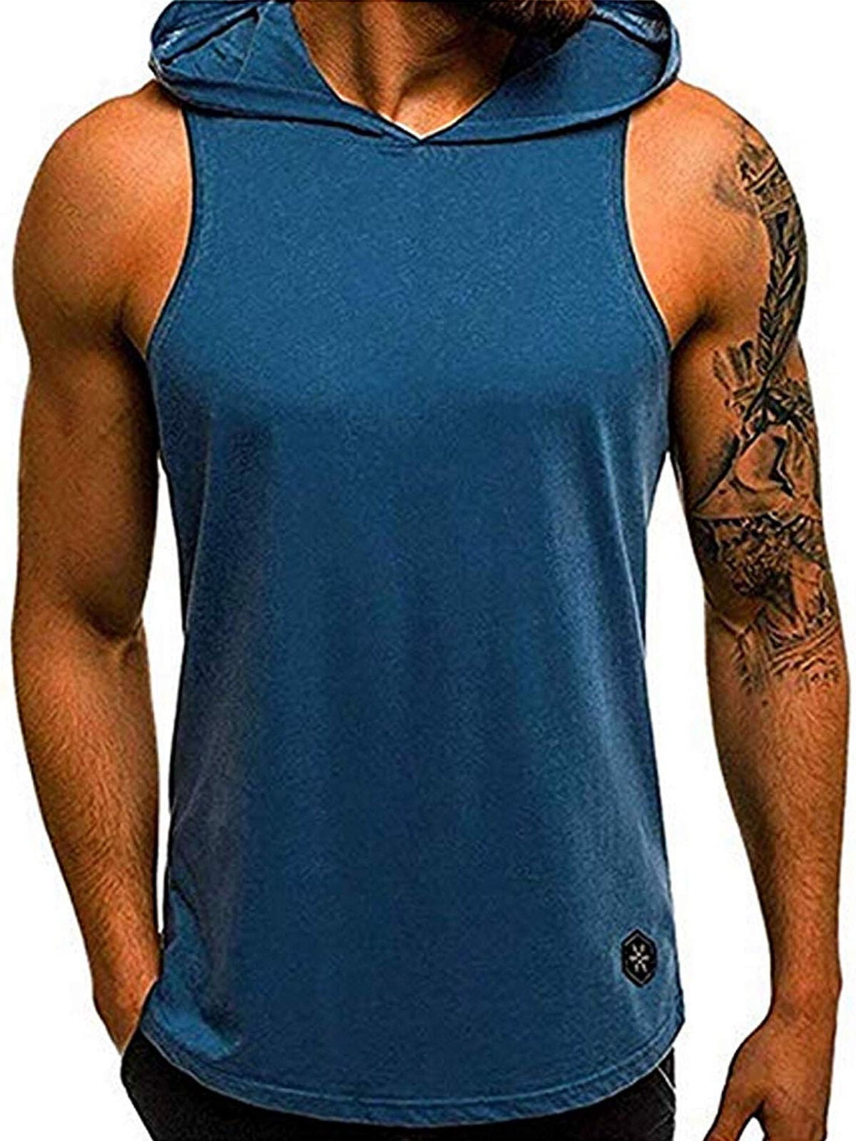 Men Gym Hoodie Shirt Muscle Sleeveless Tank Top Hooded Bodybuilding ...