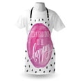 thumbnail image 4 of Be Happy Apron, Its a Day to Be Happy Phrase on Watercolor Spot with Splatters, Unisex Kitchen Bib with Adjustable Neck for Cooking Gardening, Adult Size, Fuchsia Grey and White, by Ambesonne, 4 of 4