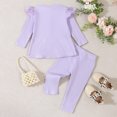thumbnail image 4 of Atogsazn Baby Girls Cotton Set Toddler Ruffle Lace Button Long Sleeve Dress and Pant 2 Piece Outfit Colthes Purple 18-24 Months, 4 of 9
