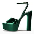thumbnail image 2 of YDN Women's Thick Platform Open Toe Sandals Chunky High Heel Buckled Strap Pumps Shopping Daily Summer Shoes Size 5 Green, 2 of 4