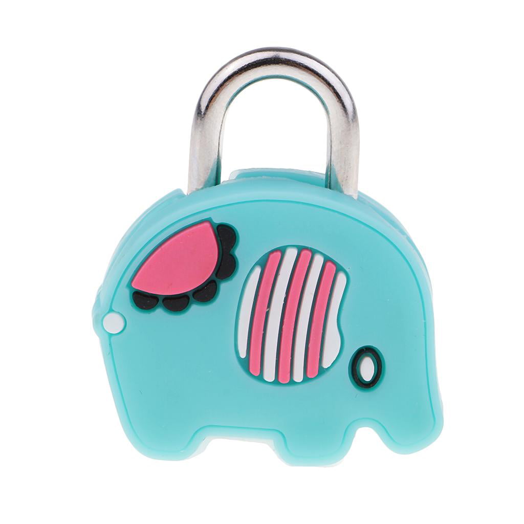 Cartoon Doll Animal Mini Padlock Security Lock with Keys Green Elephant 