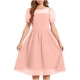 thumbnail image 5 of Ashirexll Robe d'Été pour Filles Enfants Col Rond Couleur Unie en Maille Manches Courtes Pois Tunique Ligne A pour Enfants, 5 of 5