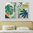 thumbnail image 3 of IDEA4WALL Framed Canvas Print Wall Art Set Jungle Cheetahs with Tropical Monstera Leaves Modern Wall Decor Bohemian Nature Artwork for Living Room, Bedroom, Office - White 16"x24"x3, 3 of 5