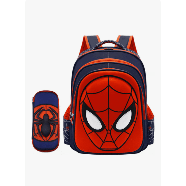 Estudiante Mochila Infantil Spider-man Con Estuche Lápices Azul Oscuro Mochila Escolar Impermeable Para Niños