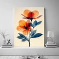 thumbnail image 2 of Mudket Orange and Blue Flower Canvas Wall Art, Framed Ready to Hang, Modern Botanical Print, Elegant Wall Decor for Bedroom Bathroom - 12"L x 8"W, 2 of 10