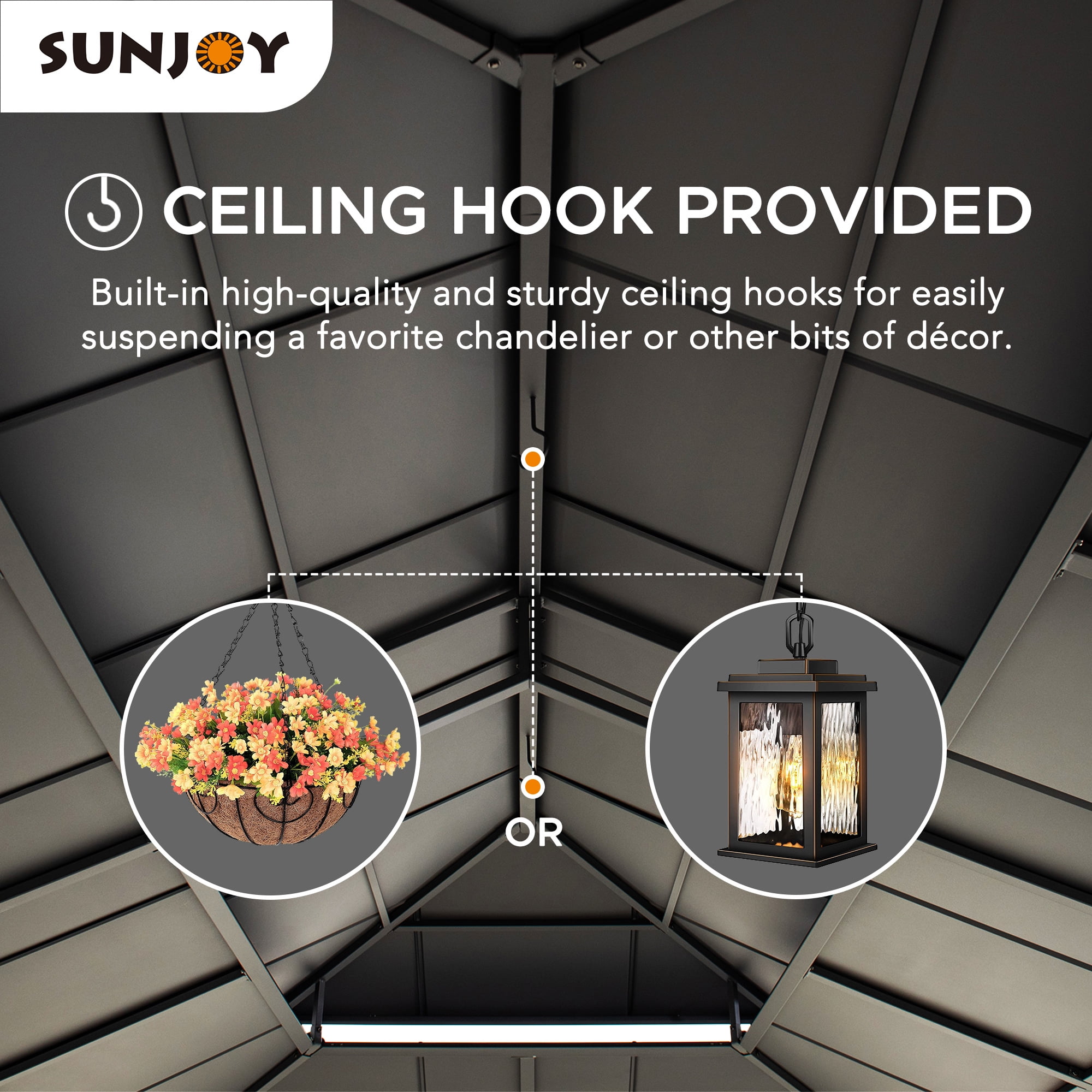 Sunjoy Outdoor 12x20 ft. Wood Gazebo, Outdoor Patio Steel Hardtop Gazebo, Cedar Framed Wooden Gazebo with 2-tier Metal Roof, Suitable for Patios, Lawn, and Backyard, Matte Black