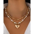 thumbnail image 2 of XBage Layered Gold Necklaces For Women Gold Barb Wire Necklace Dainty Barbwire Choker Necklace Gold Pearl Beaded Necklace Statement Chunky Heart Pendant Necklace Non-Fading Gold Jewelry [xl6233], 2 of 2
