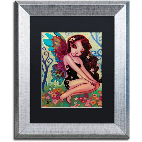 Trademark Fine Art "Rainbow Angel" Canvas Art by Natasha Wescoat, Black Matte, Silver Frame
