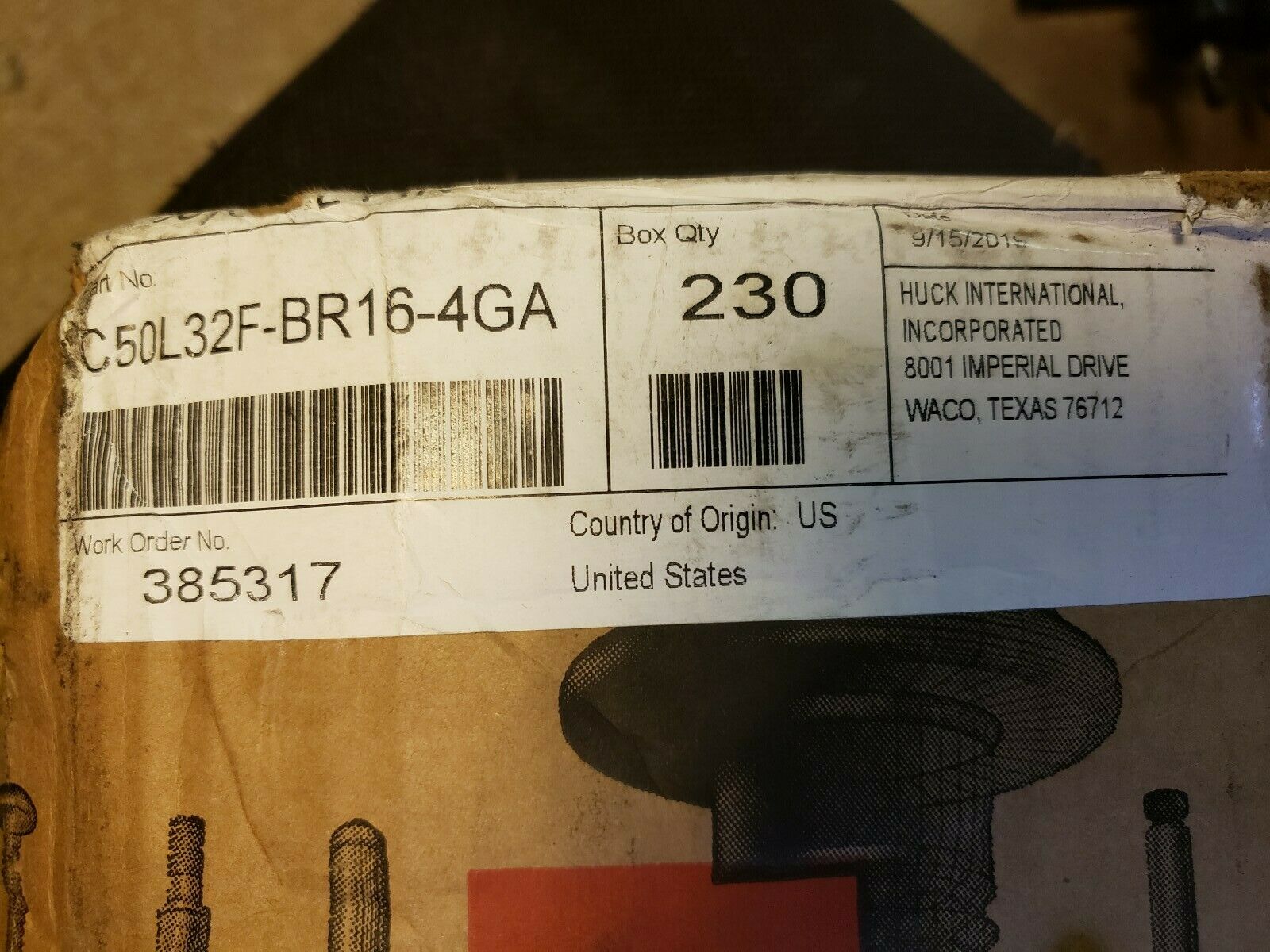 Huck C50L32F-BR16-4GA Lockbolt Pin (230)C501 PIN (50 PER LOT)