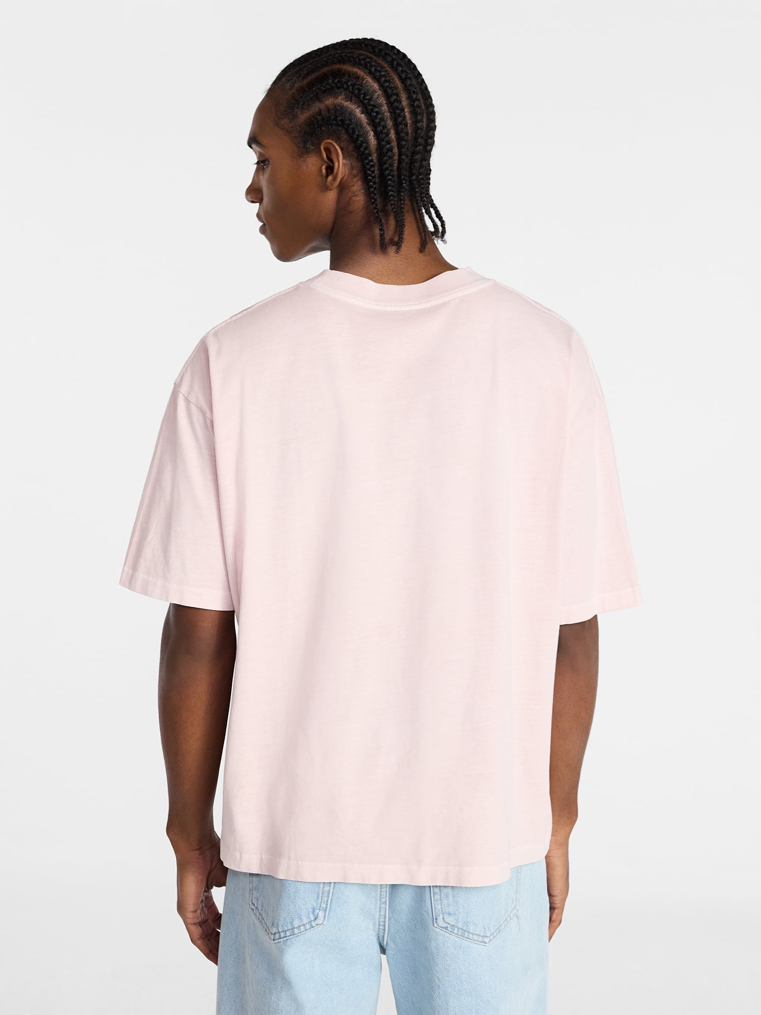 No Boundaries Cotton Oversized Cropped Tee with Short Sleeves, Men's and Big Men's XS-5XL