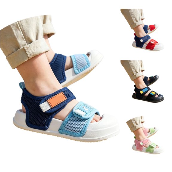 ZHOGXU Toddlers Children Girls Boys Summer Sandals Soft Sole Non Closed Toe Color Block Breathable Lightweight Shoes For Outdoor Activities,Multicolour2,7.5