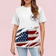 thumbnail image 5 of 250th Anniversary T-Shirt for Women - Distressed USA Flag Graphic Tee with "1776-2026" Badge, Ripped Effect Patriotic Crew Neck Short Sleeve Top White L, 5 of 5