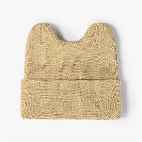 Ltpwer Beanie for Men Women, Slouchy Beanie Hat,Cute Knitted Cat Ears Lady Headgear Crochet Hat ,Solid Color Cuffed Winter Knit Hat,Soft Casual Outdoor Warm Skull Cap Beige One Size
