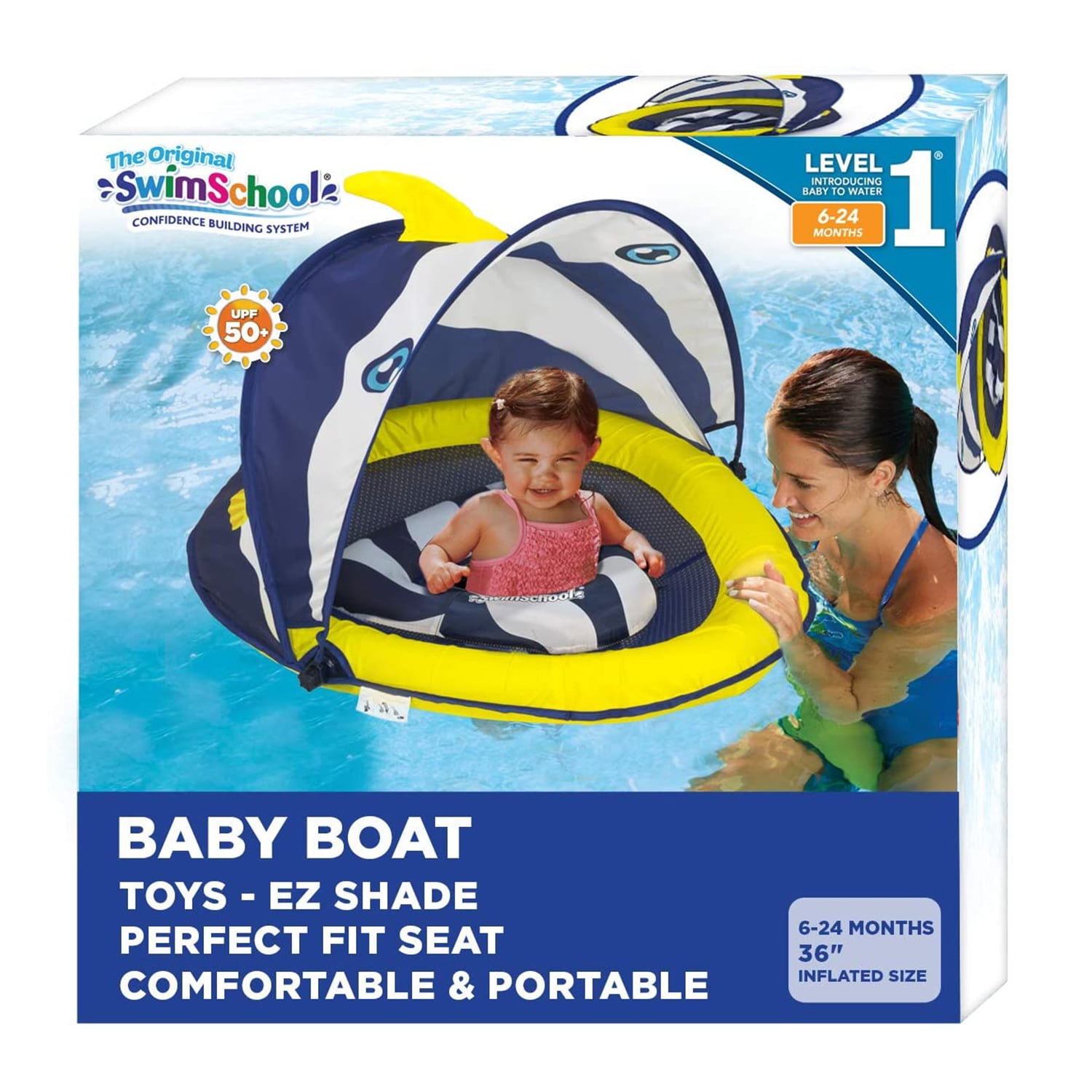 SwimSchool Perfect Fit BabyBoat w/ Sunshade Level Fish Pool