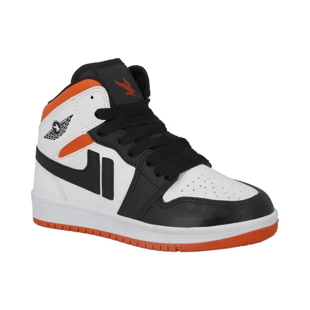 Tenis Niño American Fire Sinteticos Caña Media Casuales Urbanos Comodos blanco 18.5