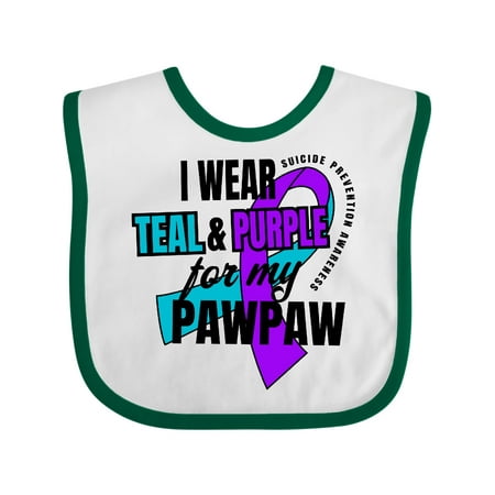 

Inktastic Suicide Prevention I Wear Teal and Purple for My Pawpaw Gift Baby Boy or Baby Girl Bib