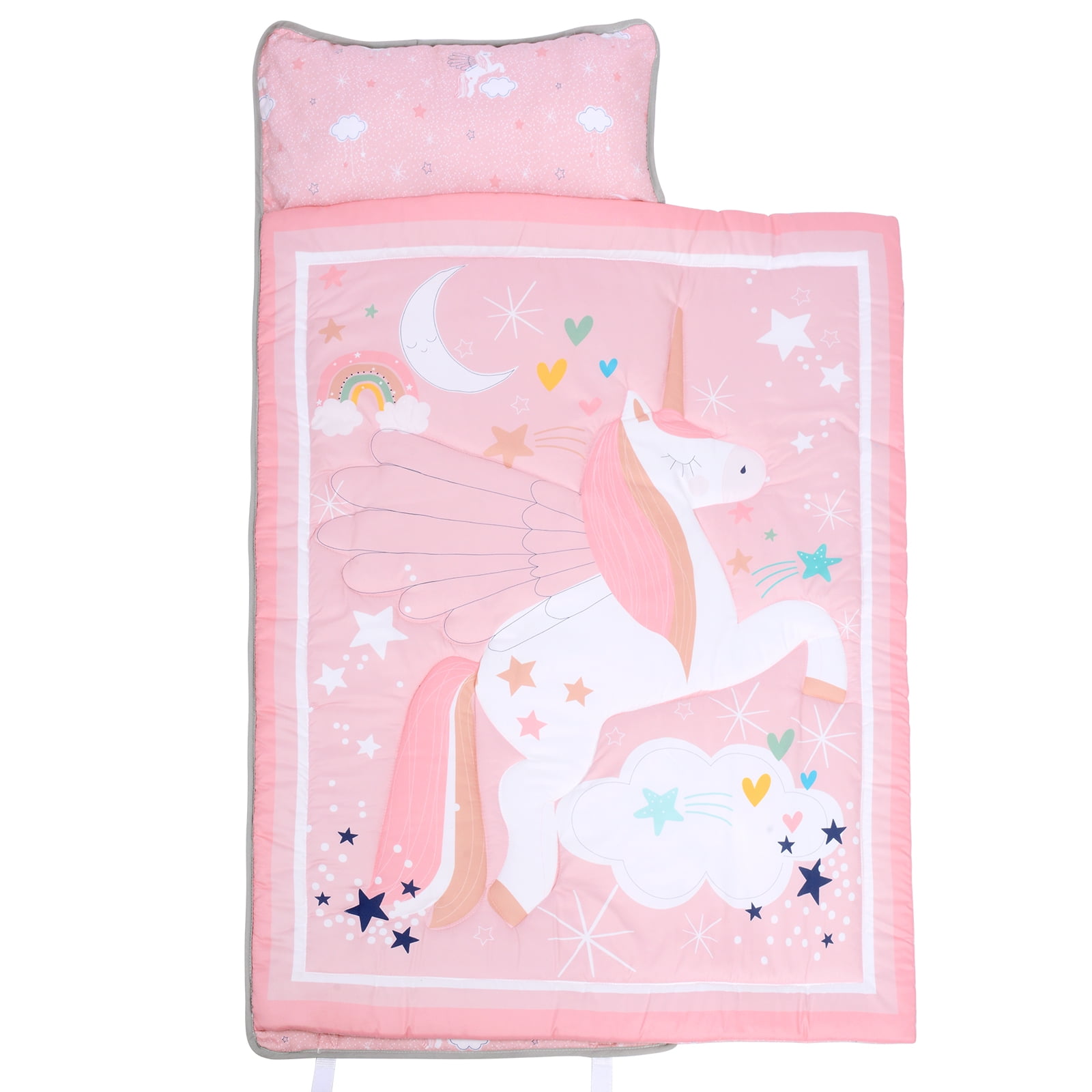 DJY Toddler Nap Mat With Removable Pillow & Blanket - Car Print Slumber Bag For Daycare & Travel