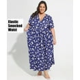 thumbnail image 4 of CASSIE LIZ Plus Size Dresses 3X Summer Midi Womens Sun Dresses Blue White Floral Boho Beach Short Sleeve V Neck Loose Fit Spring Party Dresses with Pocket 3XL 22W 24W, 4 of 6