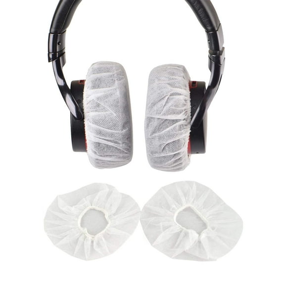 100Pcs White Non-Woven Sanitary Headphone Ear Cover, Disposable Super Stretch Covers Dust-resistant and Washable, for Most On Ear Headphones with 8.5~10cm Earpads